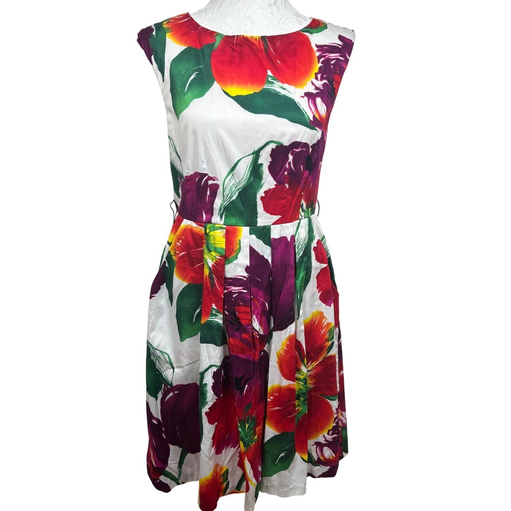 NWT Intrigue Floral Fit & Flare Boat Neck Sleeveless Midi Sundress Womens 8